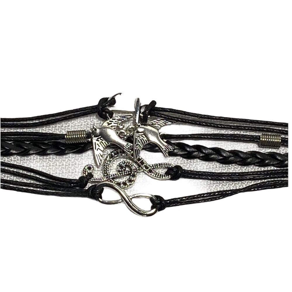Music Charm Bracelet Multi Layered Black Fashion